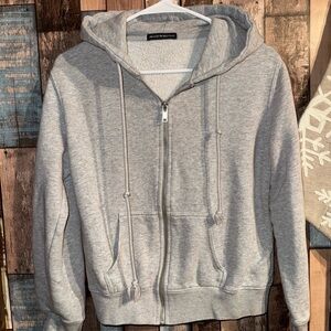 Brandy Melville Light Gray Zip-Up Sweater
